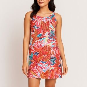 C&C California 100% Linen Multicolor Boho Resort Dress NWT Sz Large L